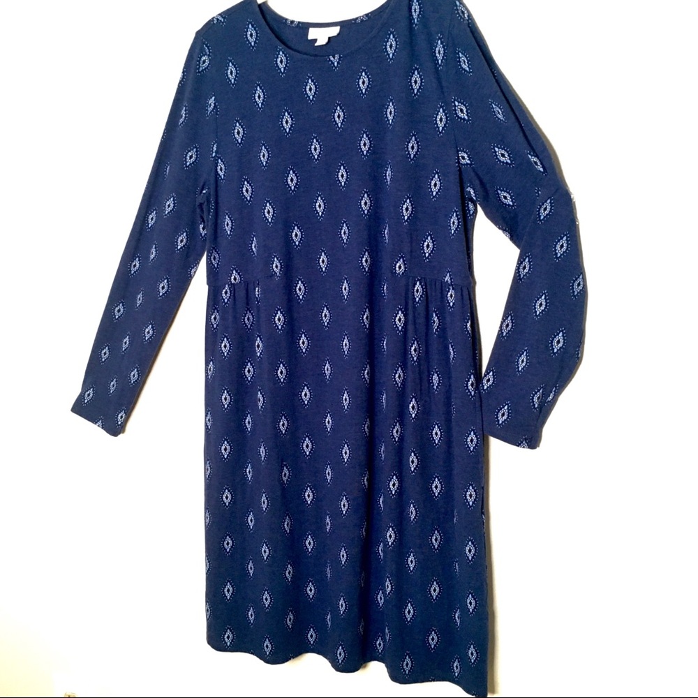 J.Jill Knit Tunic Dress  in Blue Motif Print - M